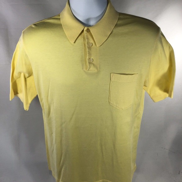 Vintage Orvis Single Stitch USA Made Short Sleeve Polo Large Yellow 80s 90s - Picture 1 of 12